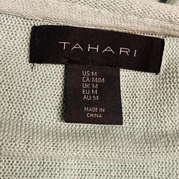 Tahari Linen Blend Sweater M Green Raglan Dolman Sleeve Boxy Summer Light - Picture 5 of 6